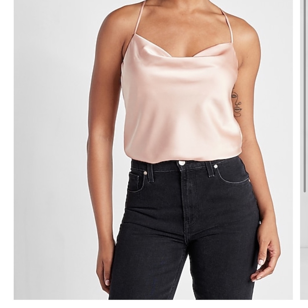 Express satin racer back cowl neck cami / tank